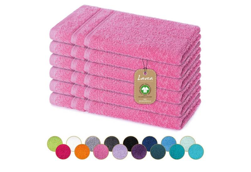 Lavea Gästehandtuch Bali Gästetücher 30x50 cm, Weiches Bio-Baumwollfrottee (Set, 6-St), pflegeleicht, GOTS-zertifiziert, extra saugstark mit 500g/m² von Lavea