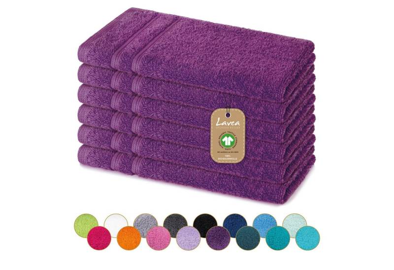 Lavea Gästehandtuch Bali Gästetücher 30x50 cm, Weiches Bio-Baumwollfrottee (Set, 6-St), pflegeleicht, GOTS-zertifiziert, extra saugstark mit 500g/m² von Lavea