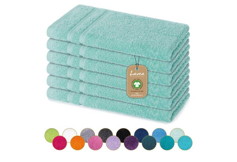 Lavea Gästehandtuch Bali Gästetücher 30x50 cm, Weiches Bio-Baumwollfrottee (Set, 6-St), pflegeleicht, GOTS-zertifiziert, extra saugstark mit 500g/m² von Lavea