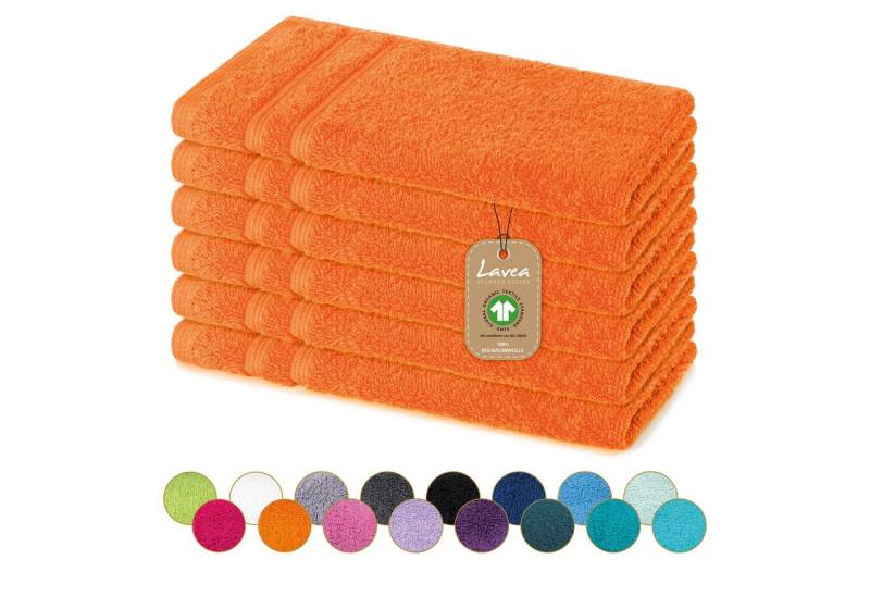 Lavea Gästehandtuch Bali Gästetücher 30x50 cm, Weiches Bio-Baumwollfrottee (Set, 6-St), pflegeleicht, GOTS-zertifiziert, extra saugstark mit 500g/m² von Lavea