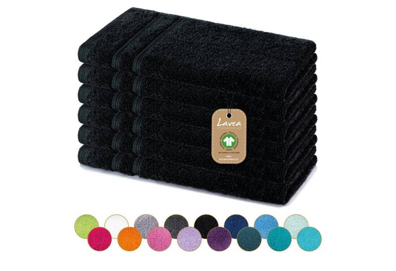Lavea Gästehandtuch Bali Gästetücher 30x50 cm, Weiches Bio-Baumwollfrottee (Set, 6-St), pflegeleicht, GOTS-zertifiziert, extra saugstark mit 500g/m² von Lavea