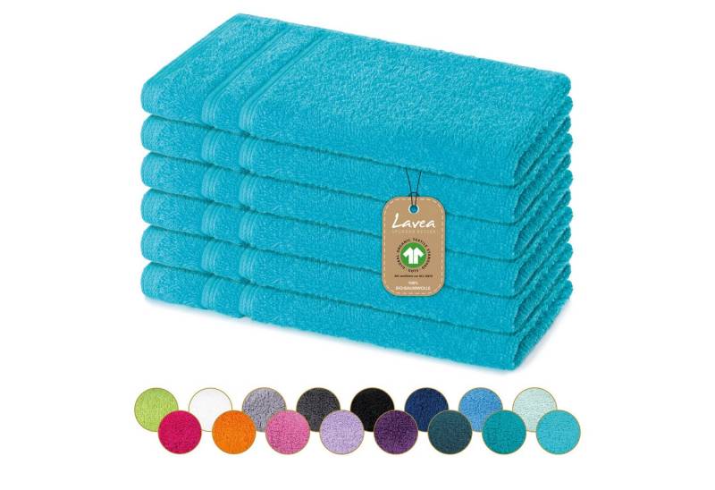 Lavea Gästehandtuch Bali Gästetücher 30x50 cm, Weiches Bio-Baumwollfrottee (Set, 6-St), pflegeleicht, GOTS-zertifiziert, extra saugstark mit 500g/m² von Lavea