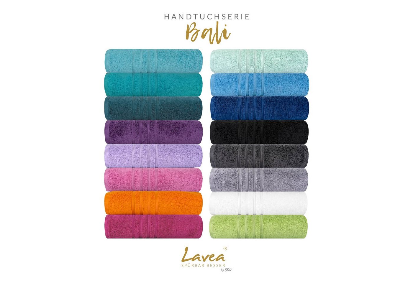 Lavea Handtuch Serie Bali, 50 x 100cm, aus 100% Bio-Baumwolle von Lavea