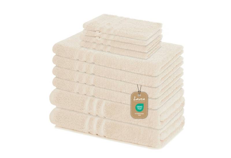 Lavea Handtuch Set Elena, 2 Duschtücher 70x140, 4 Handtücher 50x100, 2 Gästetücher 30x50, 2 Waschhandschuhe 15x21cm (Set, 10-St), weiche Handtücher im edlen Design, ideal für die ganze Familie von Lavea
