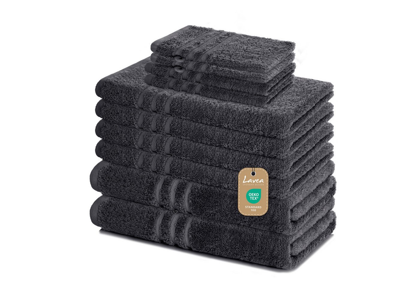 Lavea Handtuch Set Elena, Duschtücher, Handtücher, Gästetücher, Waschhandschuhe, 100% Baumwolle (Set, 10-St), Frottierserie, weich & saugstark, pflegeleicht, 500 g/m² Frottier von Lavea