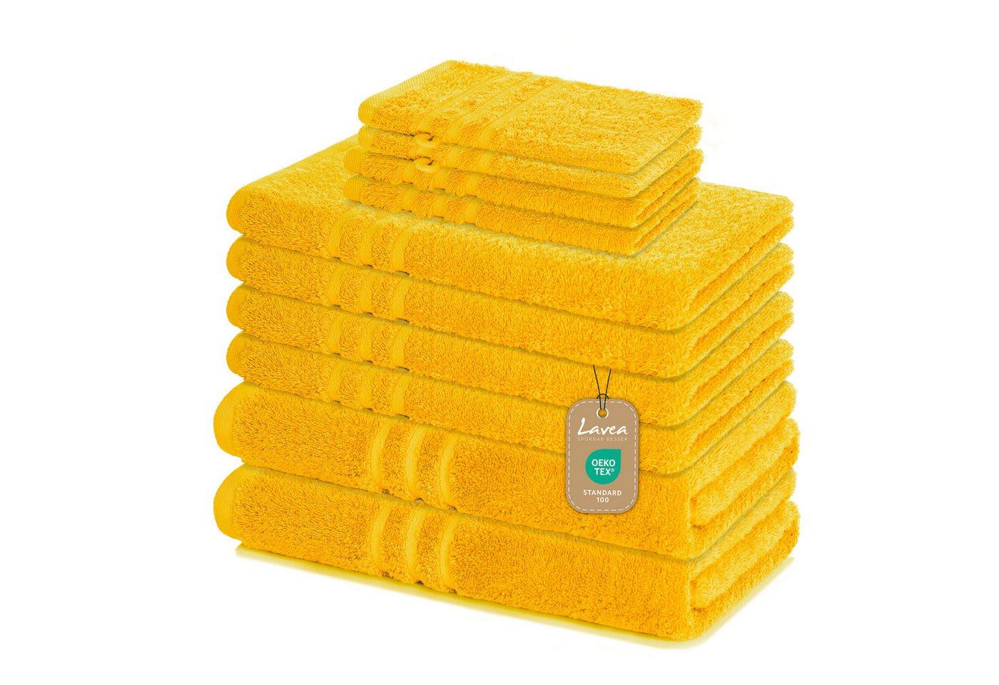Lavea Handtuch Set Elena, Duschtücher, Handtücher, Gästetücher, Waschhandschuhe, 100% Baumwolle (Set, 10-St), Frottierserie, weich & saugstark, pflegeleicht, 500 g/m² Frottier von Lavea