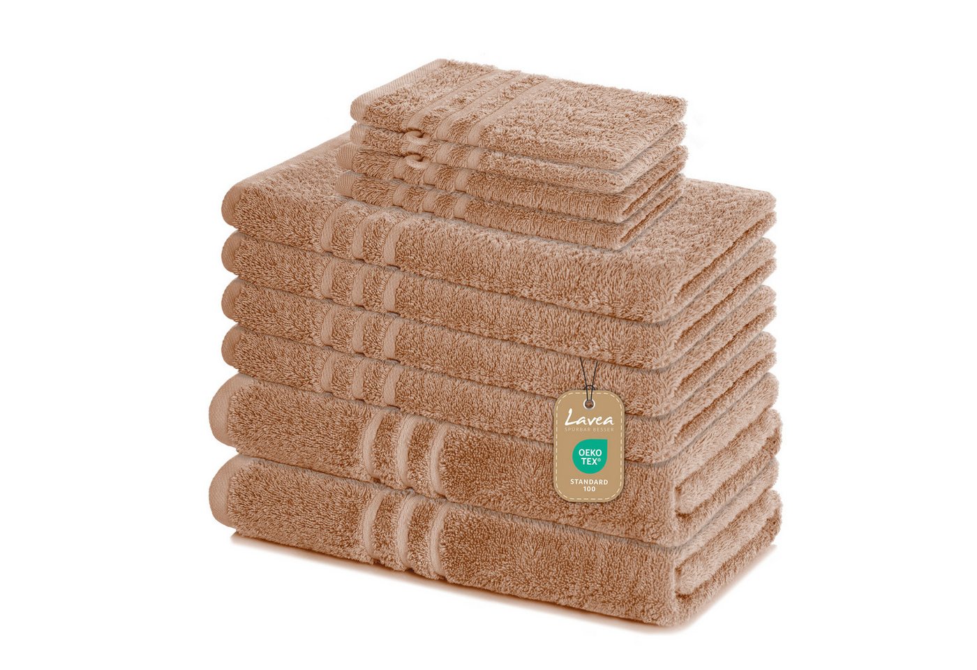Lavea Handtuch Set Elena, Duschtücher, Handtücher, Gästetücher, Waschhandschuhe, 100% Baumwolle (Set, 10-St), Frottierserie, weich & saugstark, pflegeleicht, 500 g/m² Frottier von Lavea