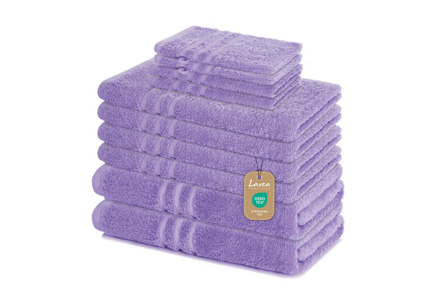 Lavea Handtuch Set Elena, Duschtücher, Handtücher, Gästetücher, Waschhandschuhe, 100% Baumwolle (Set, 10-St), Frottierserie, weich & saugstark, pflegeleicht, 500 g/m² Frottier von Lavea