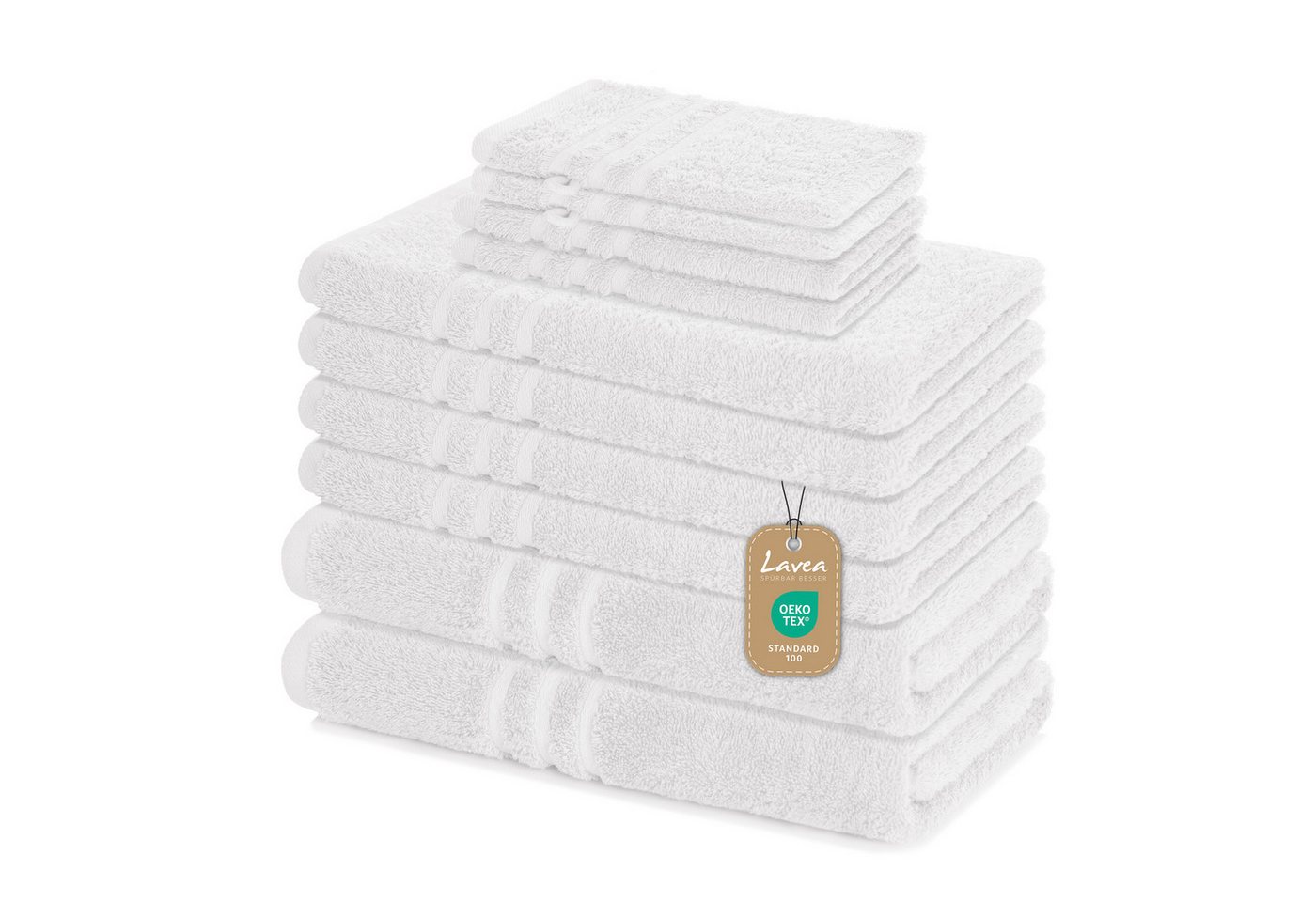 Lavea Handtuch Set Elena, Duschtücher, Handtücher, Gästetücher, Waschhandschuhe, 100% Baumwolle (Set, 10-St), Frottierserie, weich & saugstark, pflegeleicht, 500 g/m² Frottier von Lavea
