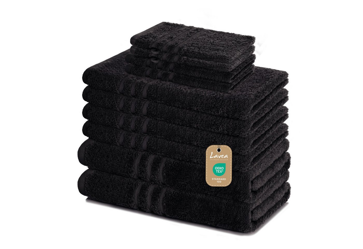 Lavea Handtuch Set Elena, Duschtücher, Handtücher, Gästetücher, Waschhandschuhe, 100% Baumwolle (Set, 10-St), Frottierserie, weich & saugstark, pflegeleicht, 500 g/m² Frottier von Lavea