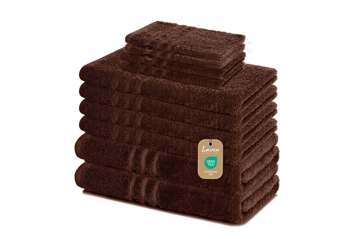 Lavea Handtuch Set Elena, Duschtücher, Handtücher, Gästetücher, Waschhandschuhe, 100% Baumwolle (Set, 10-St), Frottierserie, weich & saugstark, pflegeleicht, 500 g/m² Frottier von Lavea