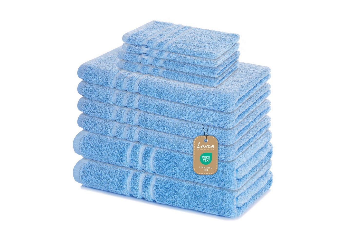 Lavea Handtuch Set Elena, Duschtücher, Handtücher, Gästetücher, Waschhandschuhe, 100% Baumwolle (Set, 10-St), Frottierserie, weich & saugstark, pflegeleicht, 500 g/m² Frottier von Lavea