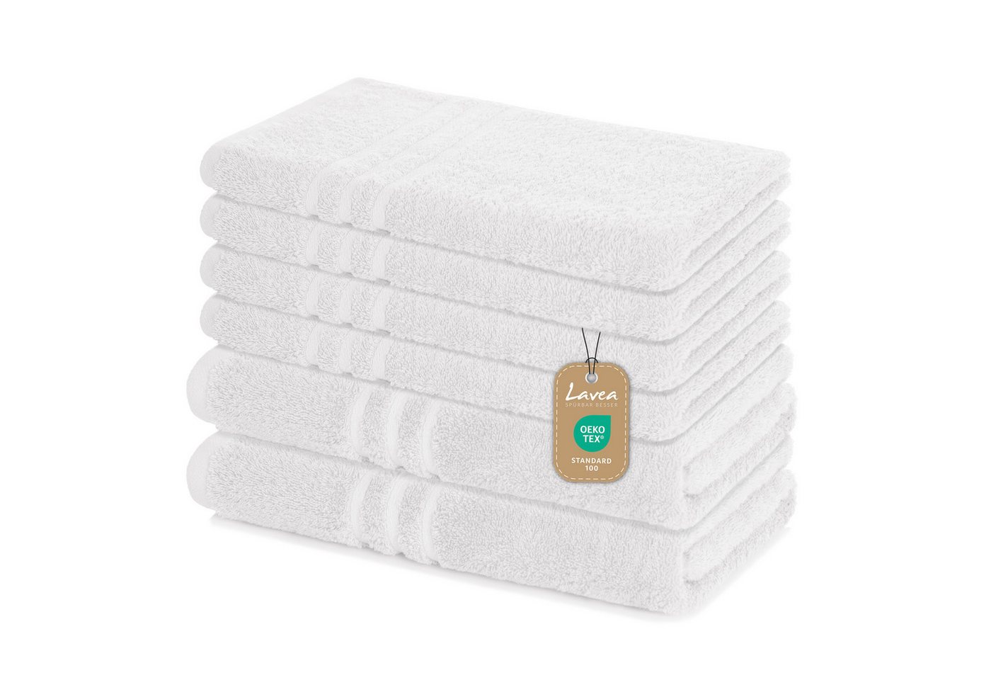 Lavea Handtuch Set Elena, Duschtücher, Handtücher, Gästetücher, Waschhandschuhe, 100% Baumwolle (Set, 6-St), Frottierserie, weich & saugstark, pflegeleicht, 500 g/m² Frottier von Lavea