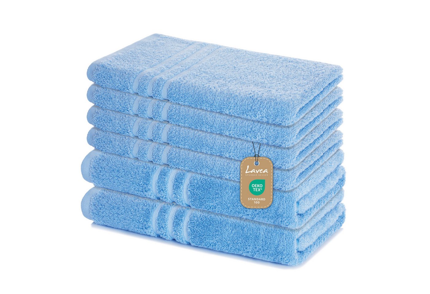 Lavea Handtuch Set Elena, Duschtücher, Handtücher, Gästetücher, Waschhandschuhe, 100% Baumwolle (Set, 6-St), Frottierserie, weich & saugstark, pflegeleicht, 500 g/m² Frottier von Lavea