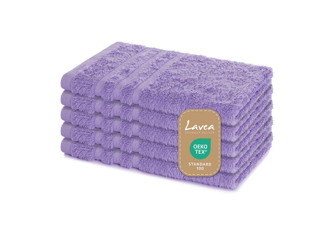 Lavea Handtuch Set Frottierserie Elena, Gästetuch - 100% Baumwolle (Set, 5-St), 500 g/m² Frottier, weich & saugstark, pflegeleicht von Lavea