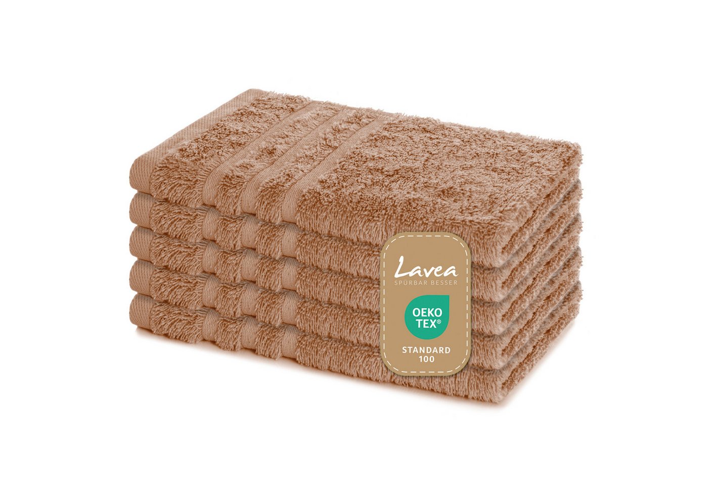 Lavea Handtuch Set Frottierserie Elena, Gästetuch - 100% Baumwolle (Set, 5-St), 500 g/m² Frottier, weich & saugstark, pflegeleicht von Lavea