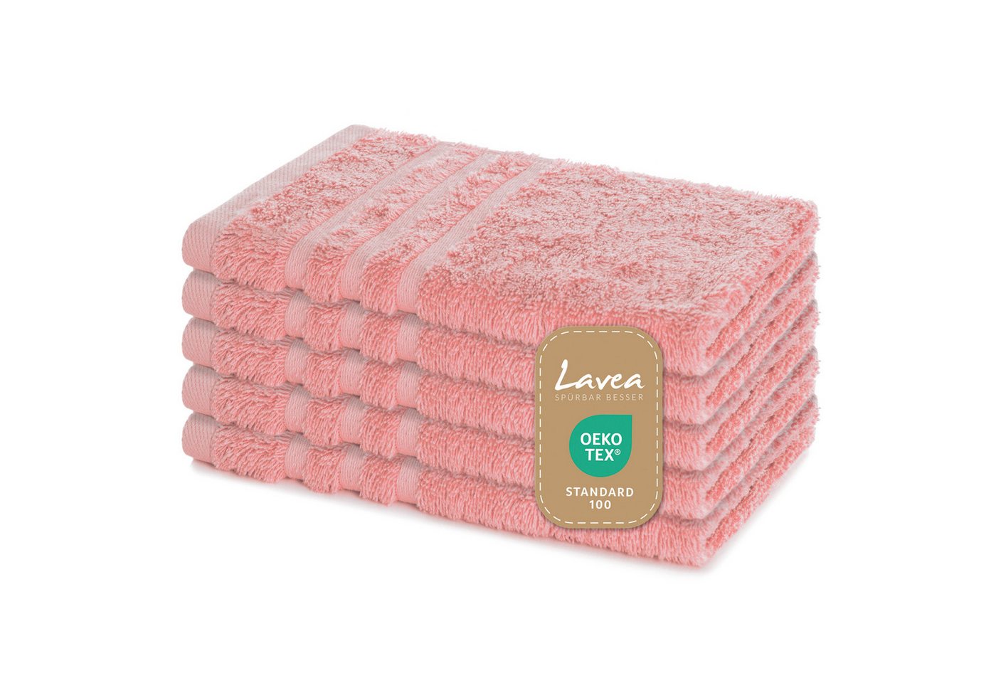 Lavea Handtuch Set Frottierserie Elena, Gästetuch - 100% Baumwolle (Set, 5-St), 500 g/m² Frottier, weich & saugstark, pflegeleicht von Lavea
