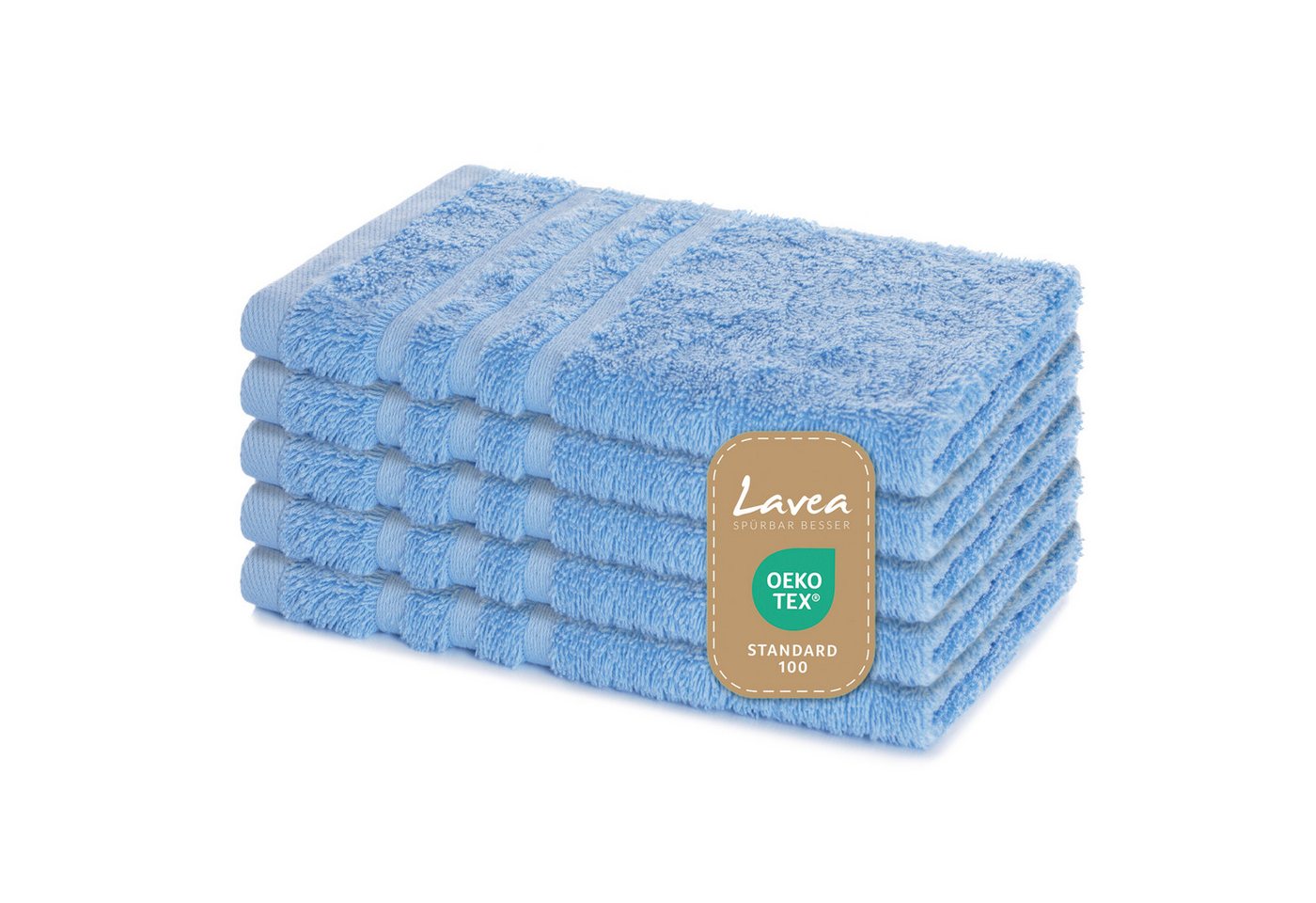 Lavea Handtuch Set Frottierserie Elena, Gästetuch - 100% Baumwolle (Set, 5-St), 500 g/m² Frottier, weich & saugstark, pflegeleicht von Lavea