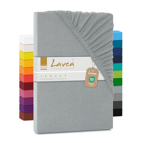 Lavea Jersey Spannbettlaken 180-200x200cm - 40cm Steg für Boxspringbetten - Mittelgrau, Weich & Atmungsaktiv - Premium Qualität, Pflegeleicht, Perfekte Passform - Ideal für Boxspringbetten Lavea Jersey Spannbettlaken 180-200x200cm - 40cm Steg für Boxspringbetten - Mittelgrau, Weich & Atmungsaktiv - Premium Qualität, Pflegeleicht, Perfekte Passform - Ideal für Boxspringbetten von Lavea