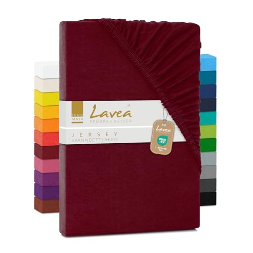 Lavea Jersey Spannbettlaken 200x220cm - 40cm Steg für Boxspringbetten - Bordeaux, Weich & Atmungsaktiv - Premium Qualität, Pflegeleicht, Perfekte Passform - Ideal für Boxspringbetten Lavea Jersey Spannbettlaken 200x220cm - 40cm Steg für Boxspringbetten - Bordeaux, Weich & Atmungsaktiv - Premium Qualität, Pflegeleicht, Perfekte Passform - Ideal für Boxspringbetten von Lavea