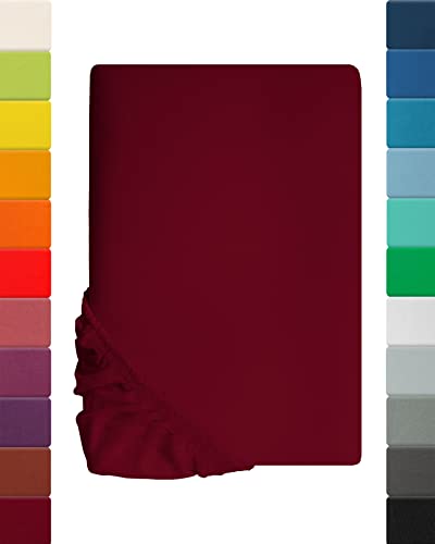 Kinder Jersey Spannbettlaken, Spannbetttuch, Lavea Serie Maya, 60x130cm | 70x140cm, Bordeaux, 100% Baumwolle, hochwertige Verarbeitung, mit Gummizug von Lavea