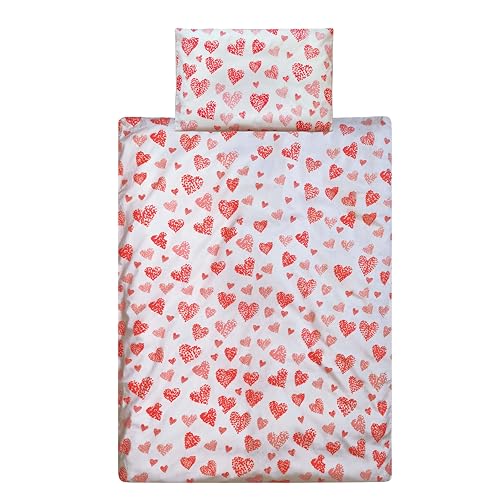 Lavea Kinderbettwäsche Set - Alina 100 x 135cm + 40 x 60cm. Design: Herzen - Farbe: Rosa 100% Baumwolle. Hochwertig mit Reißverschluss. von Lavea