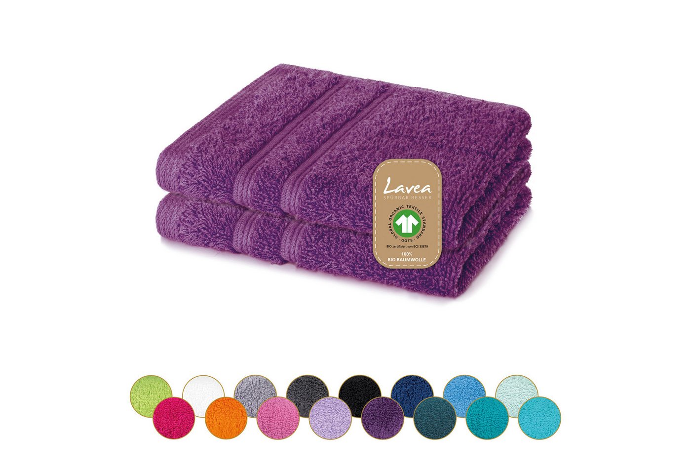 Lavea Seiftuch Bali Seiflappen 30x30 cm, Weiches Bio-Baumwollfrottee (Set, 2-St), pflegeleicht, GOTS-zertifiziert, extra saugstark mit 500g/m² von Lavea