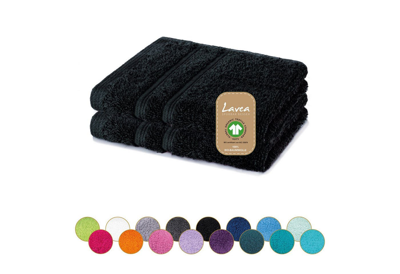 Lavea Seiftuch Bali Seiflappen 30x30 cm, Weiches Bio-Baumwollfrottee (Set, 2-St), pflegeleicht, GOTS-zertifiziert, extra saugstark mit 500g/m² von Lavea