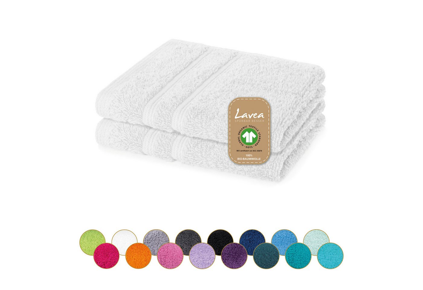 Lavea Seiftuch Bali Seiflappen 30x30 cm, Weiches Bio-Baumwollfrottee (Set, 2-St), pflegeleicht, GOTS-zertifiziert, extra saugstark mit 500g/m² von Lavea