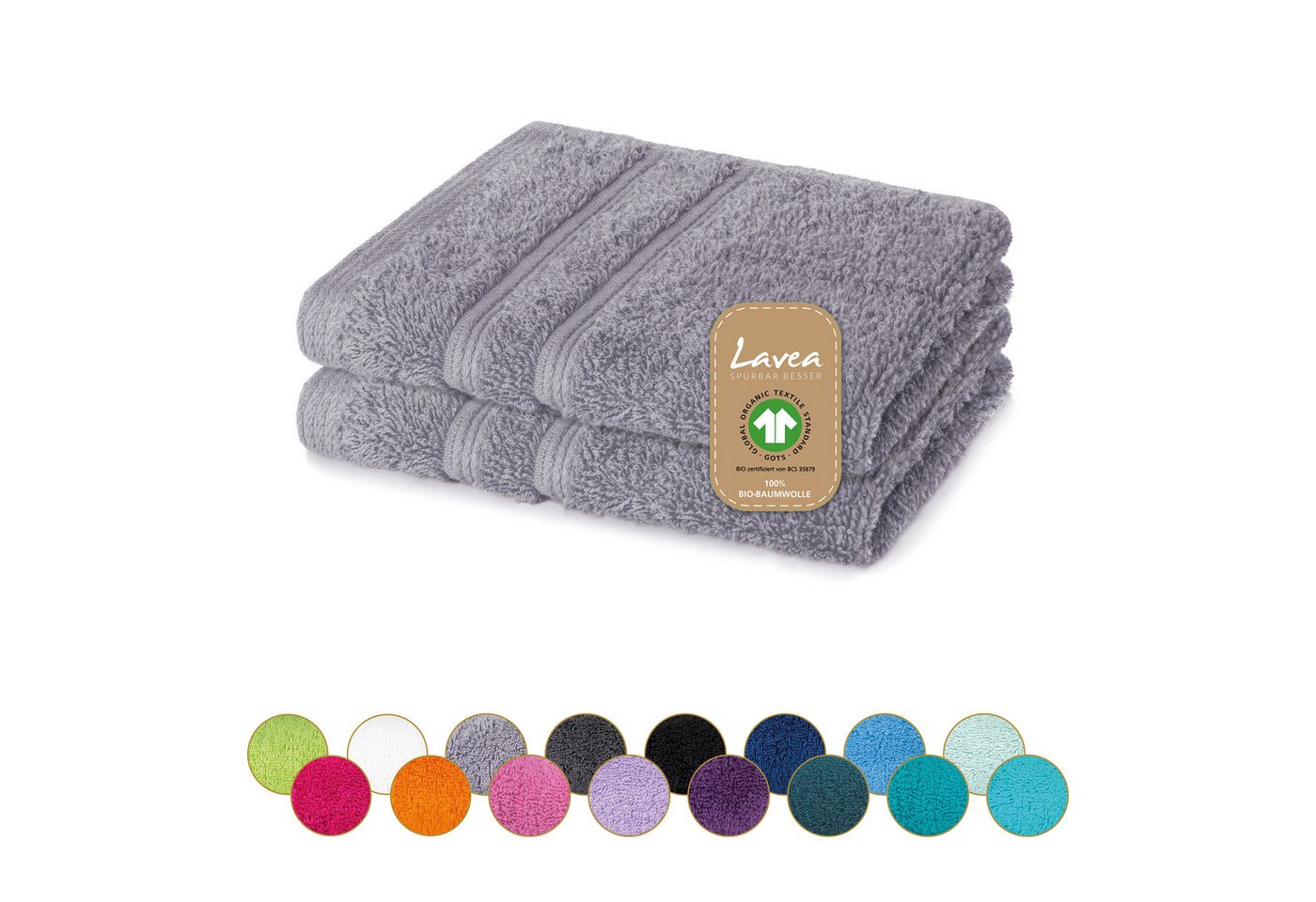 Lavea Seiftuch Bali Seiflappen 30x30 cm, Weiches Bio-Baumwollfrottee (Set, 2-St), pflegeleicht, GOTS-zertifiziert, extra saugstark mit 500g/m² von Lavea