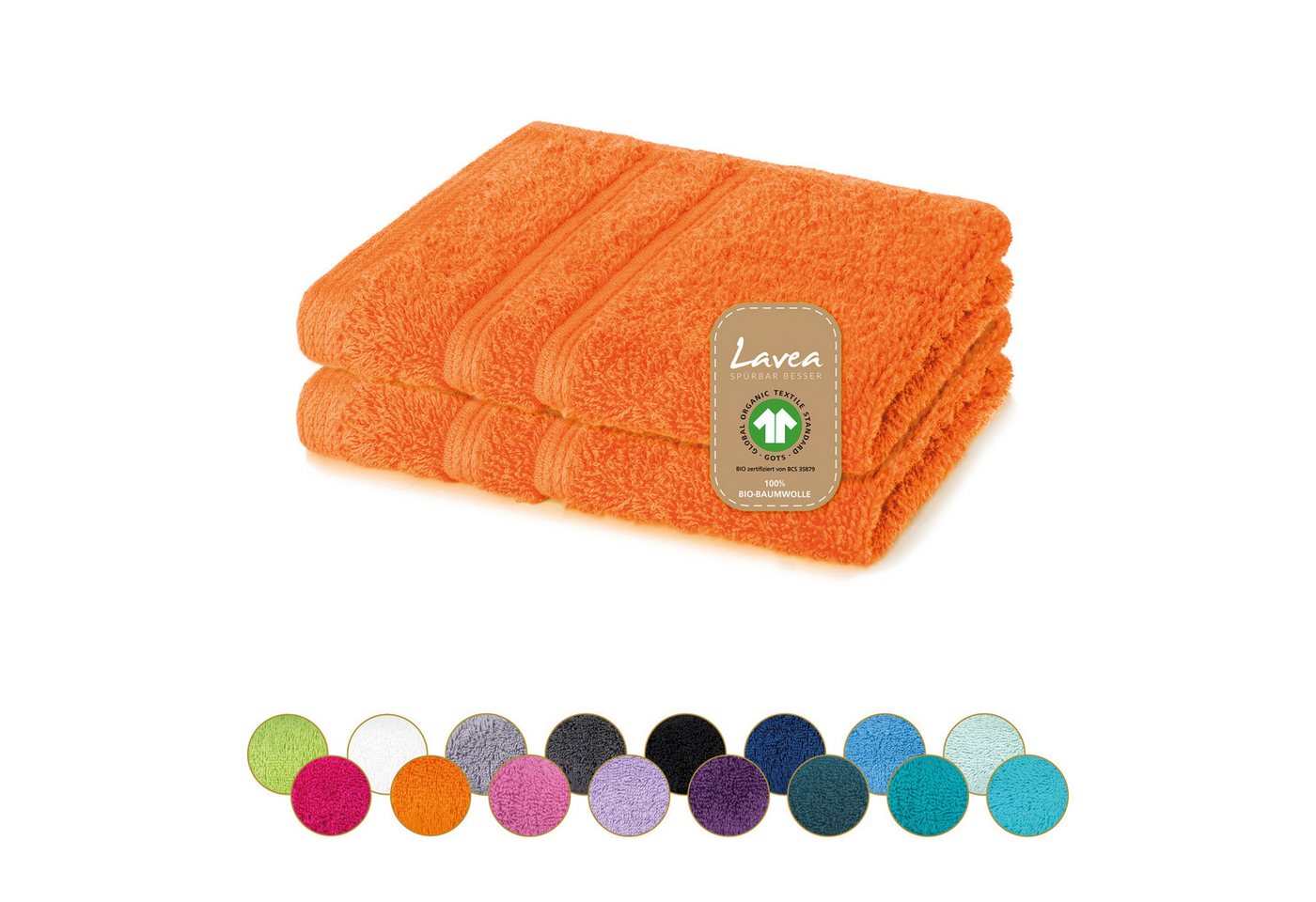 Lavea Seiftuch Bali Seiflappen 30x30 cm, Weiches Bio-Baumwollfrottee (Set, 2-St), pflegeleicht, GOTS-zertifiziert, extra saugstark mit 500g/m² von Lavea