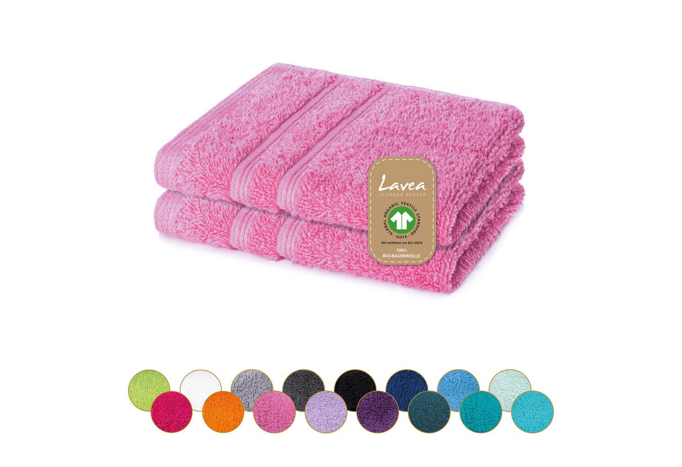 Lavea Seiftuch Bali Seiflappen 30x30 cm, Weiches Bio-Baumwollfrottee (Set, 2-St), pflegeleicht, GOTS-zertifiziert, extra saugstark mit 500g/m² von Lavea