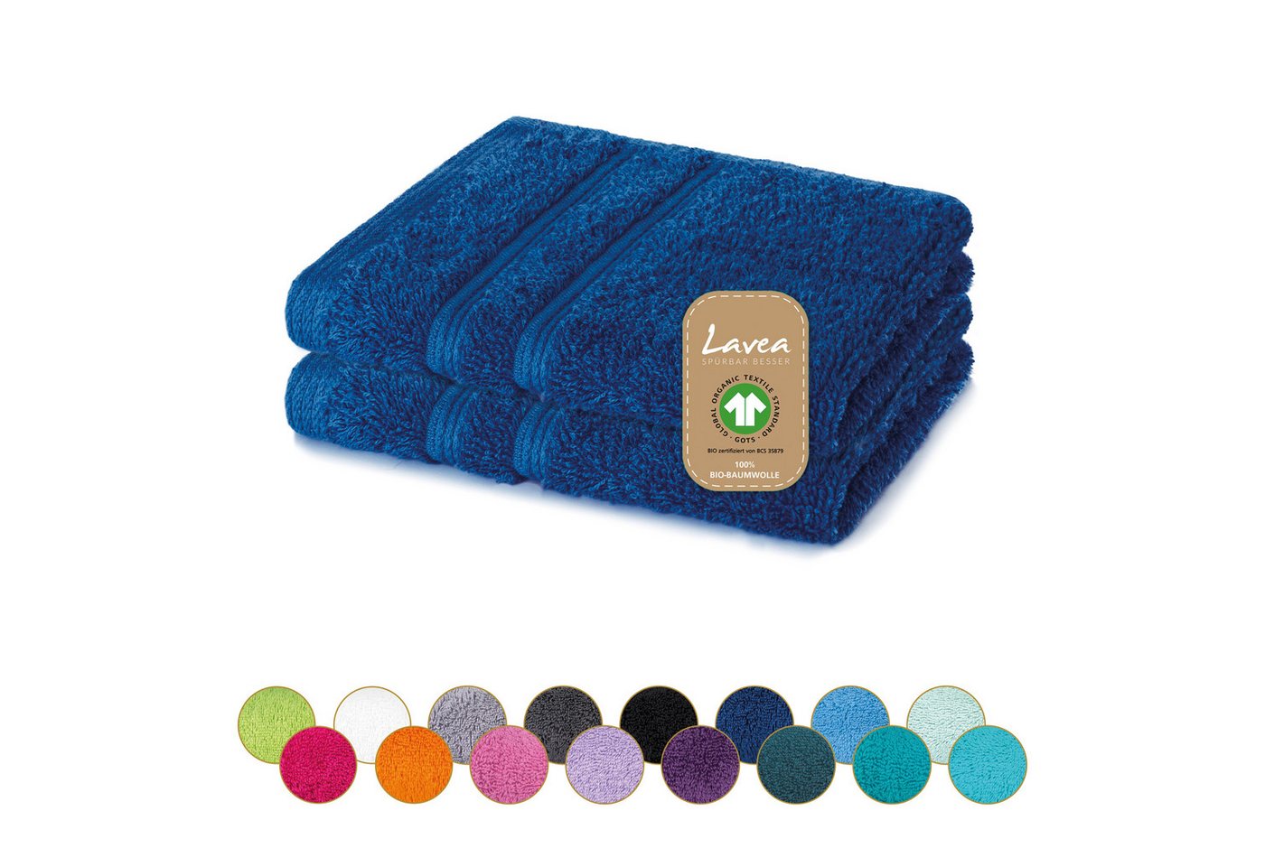 Lavea Seiftuch Bali Seiflappen 30x30 cm, Weiches Bio-Baumwollfrottee (Set, 2-St), pflegeleicht, GOTS-zertifiziert, extra saugstark mit 500g/m² von Lavea