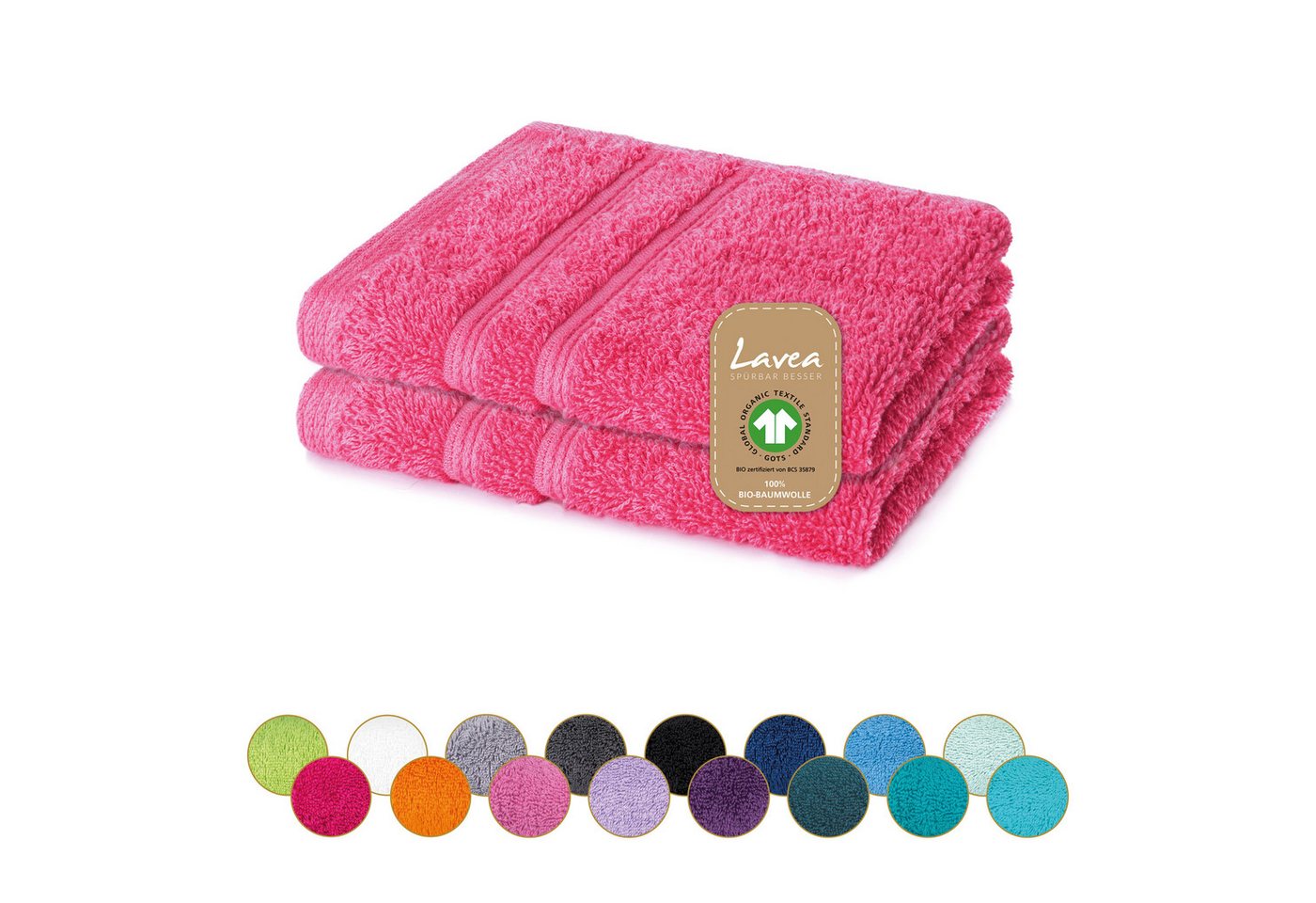 Lavea Seiftuch Bali Seiflappen 30x30 cm, Weiches Bio-Baumwollfrottee (Set, 2-St), pflegeleicht, GOTS-zertifiziert, extra saugstark mit 500g/m² von Lavea