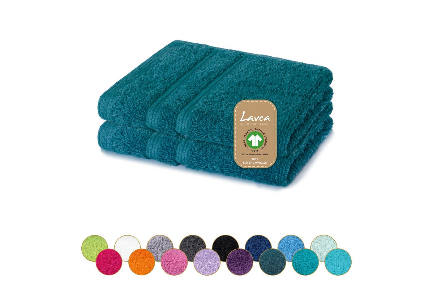 Lavea Seiftuch Bali Seiflappen 30x30 cm, Weiches Bio-Baumwollfrottee (Set, 2-St), pflegeleicht, GOTS-zertifiziert, extra saugstark mit 500g/m² von Lavea