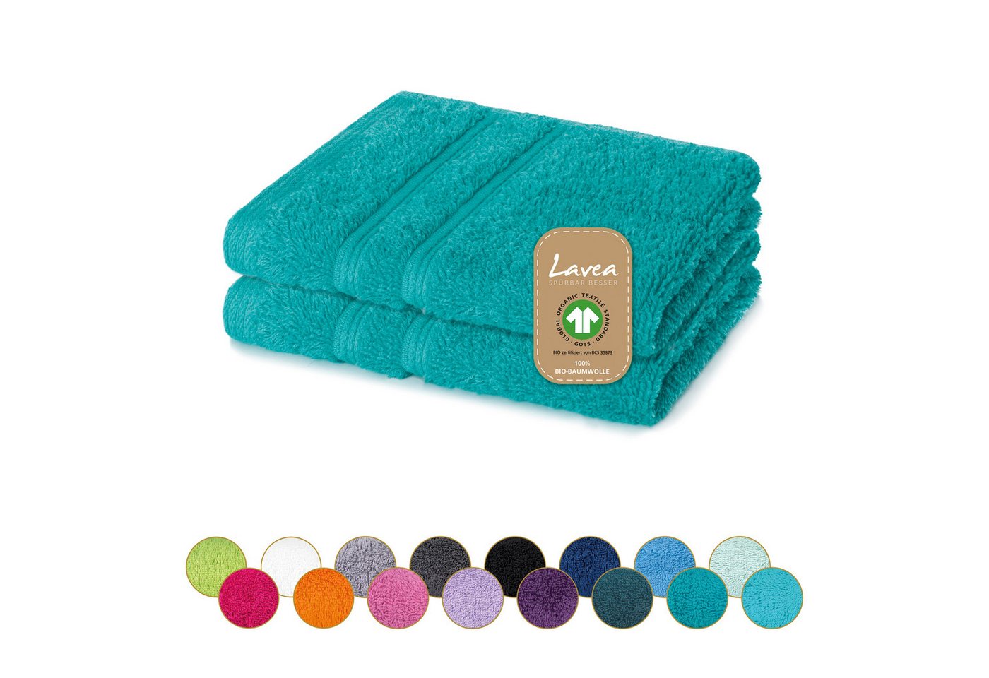 Lavea Seiftuch Bali Seiflappen 30x30 cm, Weiches Bio-Baumwollfrottee (Set, 2-St), pflegeleicht, GOTS-zertifiziert, extra saugstark mit 500g/m² von Lavea