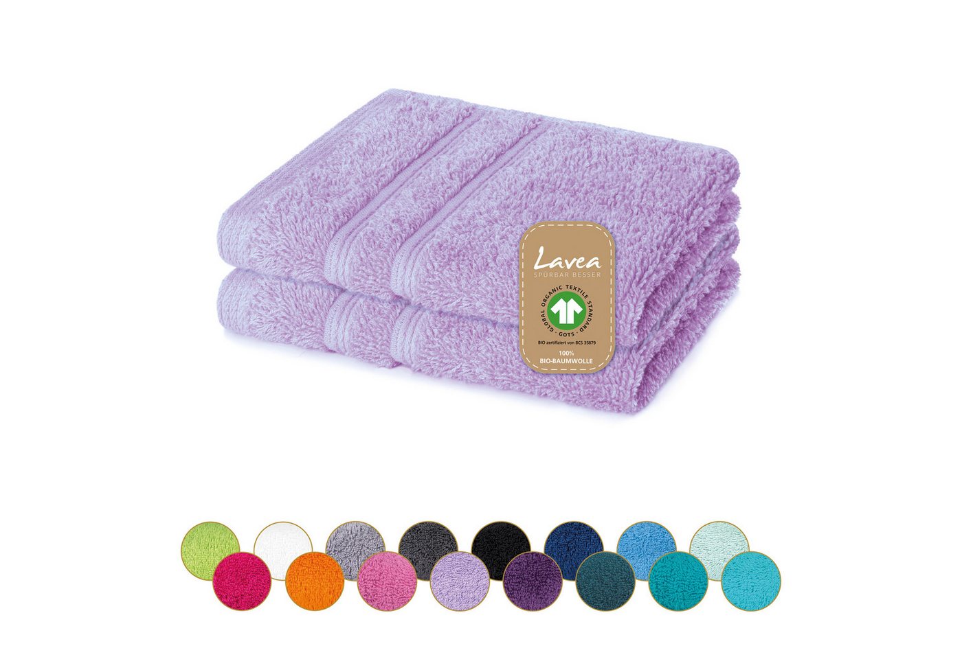 Lavea Seiftuch Bali Seiflappen 30x30 cm, Weiches Bio-Baumwollfrottee (Set, 2-St), pflegeleicht, GOTS-zertifiziert, extra saugstark mit 500g/m² von Lavea