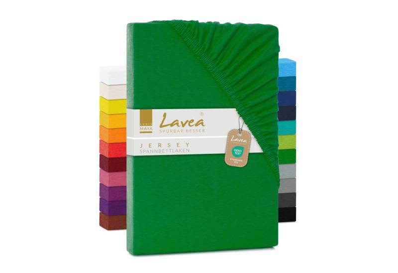 Lavea Spannbettlaken Maya, in Gr. 60x140, 90x200, 120x200, 140x200, 180x200 oder 200x220 cm, 100% Baumwolle, Gummizug: rundum, (1 Stück), Jersey Spannbetttuch für Topper, Boxspring- und Wasserbetten von Lavea