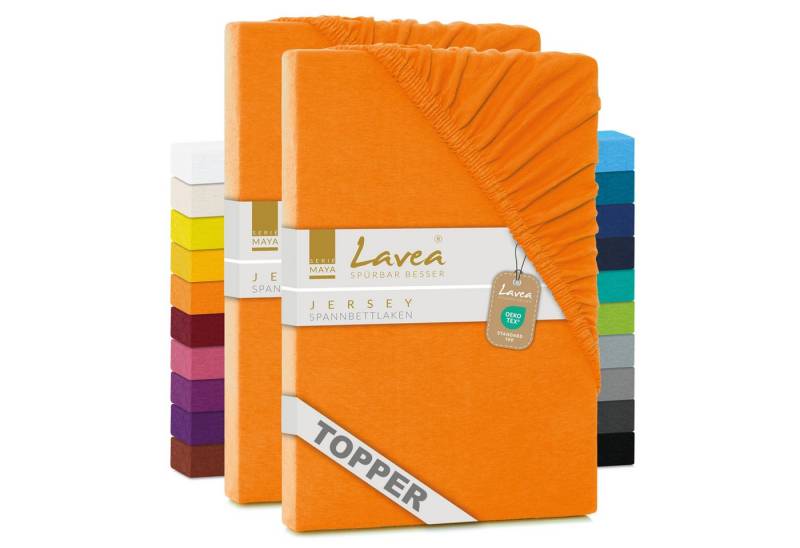 Lavea Spannbettlaken Maya, in Gr. 60x140, 90x200, 120x200, 140x200, 180x200 oder 200x220 cm, Baumwolle, Gummizug: rundum, (2 Stück), Jersey Spannbetttuch für Topper, Boxspring- und Wasserbetten von Lavea
