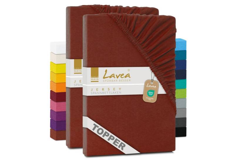 Lavea Spannbettlaken Maya, in Gr. 60x140, 90x200, 120x200, 140x200, 180x200 oder 200x220 cm, Baumwolle, Gummizug: rundum, (2 Stück), Jersey Spannbetttuch für Topper, Boxspring- und Wasserbetten von Lavea