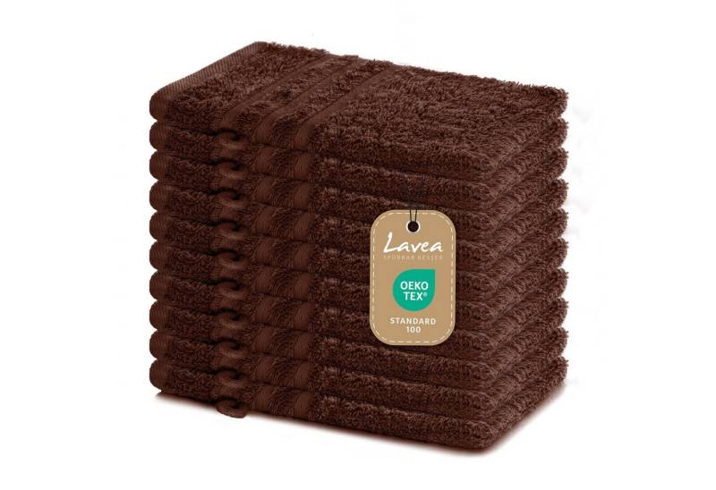 Lavea Handtuch Set saugstarke Frottierserie Elena, aus 100% strapazierfähiger Baumwolle (10-St), Waschlappen - ideal für die schonende Reinigung des gesamten Körpers von Lavea