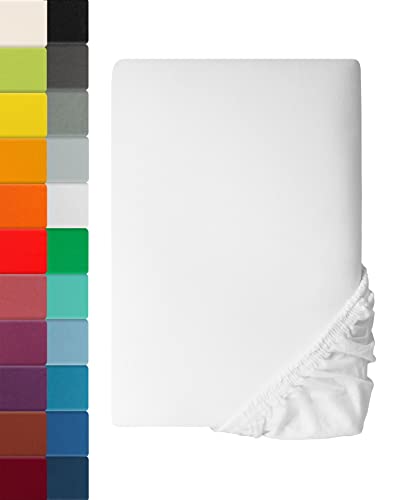 Premium Spannbettlaken MIA Weiß | 200 x 220cm - 100% Baumwolle von Lavea