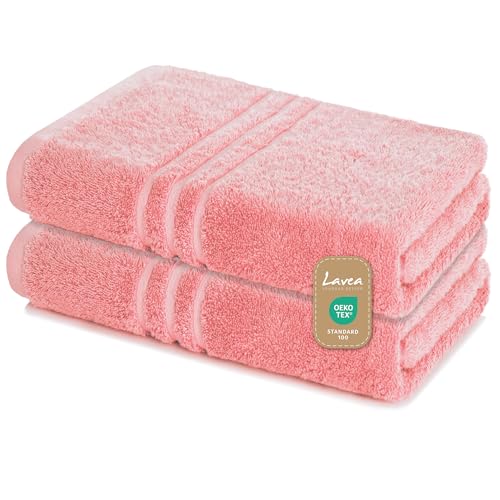 Lavea Saunatuch Saunahandtuch 80x200cm - 2er Set, Pastellrosa, 500gr/m², 100% Baumwolle Lavea Saunatuch Saunahandtuch 80x200cm - 2er Set, Pastellrosa, 500gr/m², 100% Baumwolle von Lavea