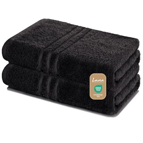 Lavea Saunatuch Saunahandtuch 80x200cm - 2er Set, Schwarz, 500gr/m², 100% Baumwolle Lavea Saunatuch Saunahandtuch 80x200cm - 2er Set, Schwarz, 500gr/m², 100% Baumwolle von Lavea