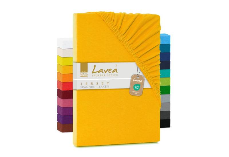 Lavea Spannbettlaken Maya, Betttuch aus 100% Baumwolle, 60x130-200x220cm, fusselfrei und pflegeleicht, Gummizug: rundum, (1 Stück), geeignet für Matratzen, Topper, Boxspringbetten und Wasserbetten von Lavea