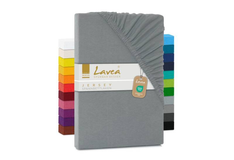 Lavea Spannbettlaken Maya, Betttuch aus 100% Baumwolle, 60x130-200x220cm, fusselfrei und pflegeleicht, Gummizug: rundum, (1 Stück), geeignet für Matratzen, Topper, Boxspringbetten und Wasserbetten von Lavea