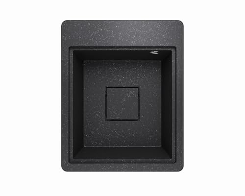 Lavello Spülbecken Granit Graphit – Tiefe Einbauspüle 40x49,5 cm – Platzsparend, Pflegeleicht, Reversibel, Küchenspüle 1 Becken – mit Zubehörablage & verdecktem Ablauf – inkl. Siphon von Lavello