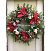 Türkranz/ Weihnachtskranz/ Eukalyptus/ Haustür/ Bauernhaus von Lavenderheartwreaths