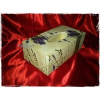 Lavendel Decoupage Taschentuchbox Taschentücher Box Mit Vintage Blumen Dekor von LaverdureStudio