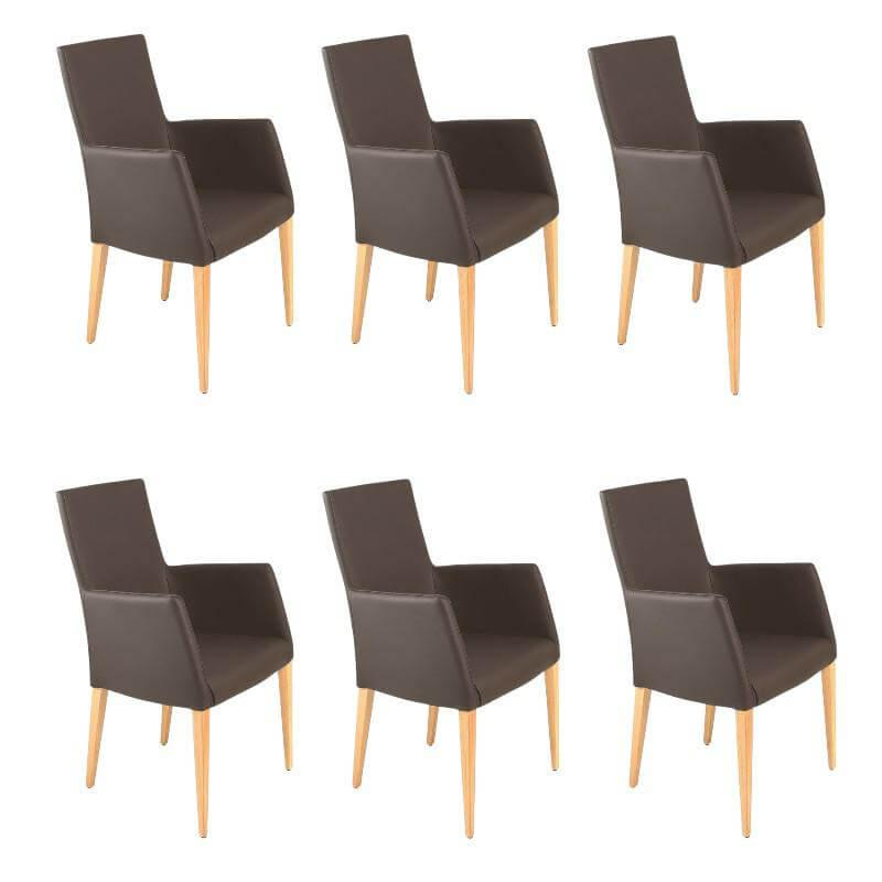 6er Set Stuhl Diverso Leder Toledo Bruin Braun Gestell Vierfuß Eiche Lackiert 6er Set Stuhl Diverso Leder Toledo Bruin Braun Gestell Vierfuß Eiche Lackiert von Lavida